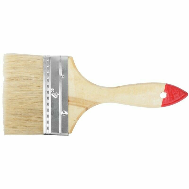 фото Кисть флейцевая "Стандарт", натуральная светлая щетина деревянная ручка 4" (100 мм)