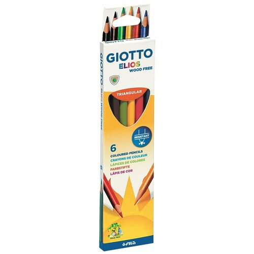 Набор карандашей Giotto elios triangular, 6 цветов (276000) набор карандашей цветных giotto elios triangular пластиковые трехгранные 3 3 мм 12 цветов 12 цветов