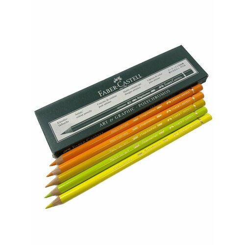 Карандаш № 105.109.111.185.205 Жёлтые и Оранжевые, комплект 5 штук, Polychromos