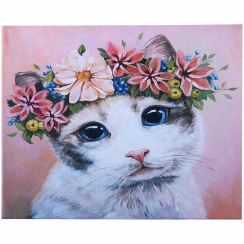 Алмазная мозаика на подрамнике с полным заполнением «МИР ярких красок», кошка Марта, 30*40см