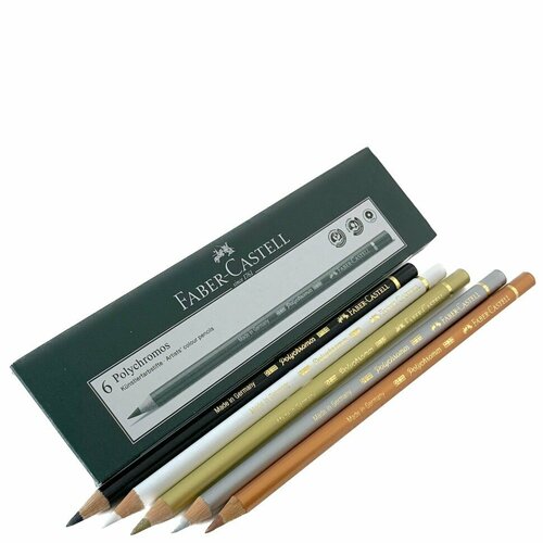 Карандаш № 101.199.250.251.252, комплект 5 штук, Металлик, белый и черный Polychromos