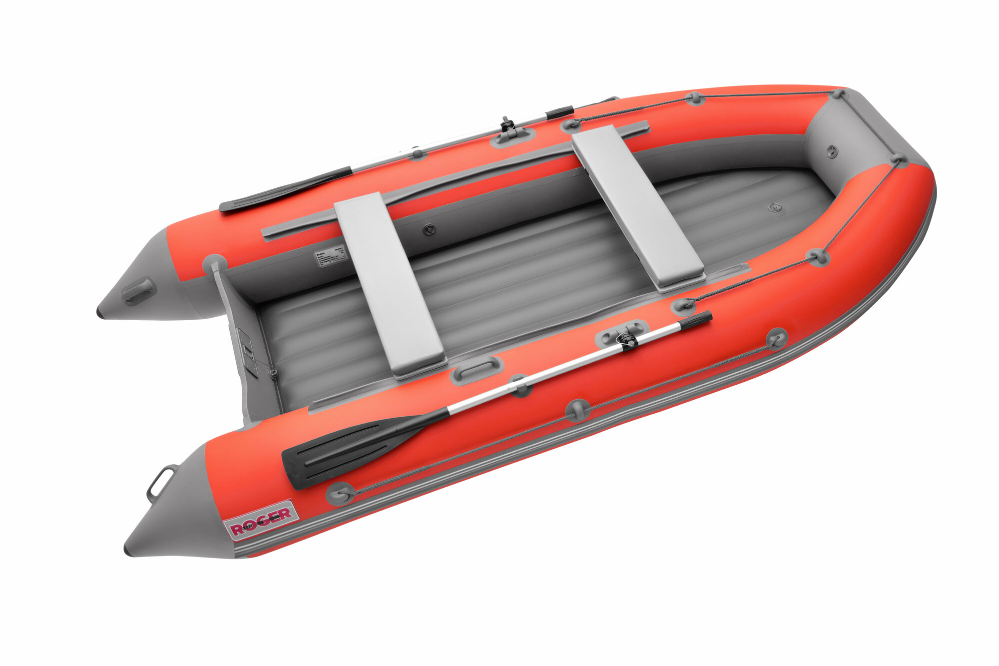 Лодка надувная ПВХ под мотор ROGER Zefir 3500 LT, лодка роджер НДНД малый киль (красно-серый комбинированный)