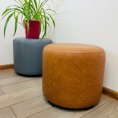 Пуфик круглый кожаный KORNELIA коричневый