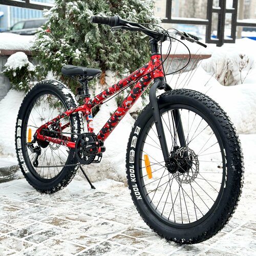 фото Горный подростковый велосипед joyoy камуфляж красный (24" колеса рама: алюминиевая)