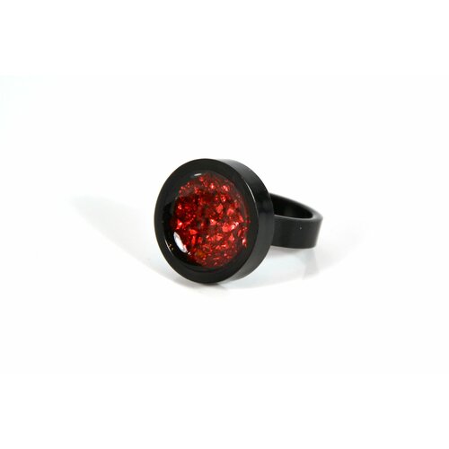 фото Кольцо карамба, размер 20, черный, красный