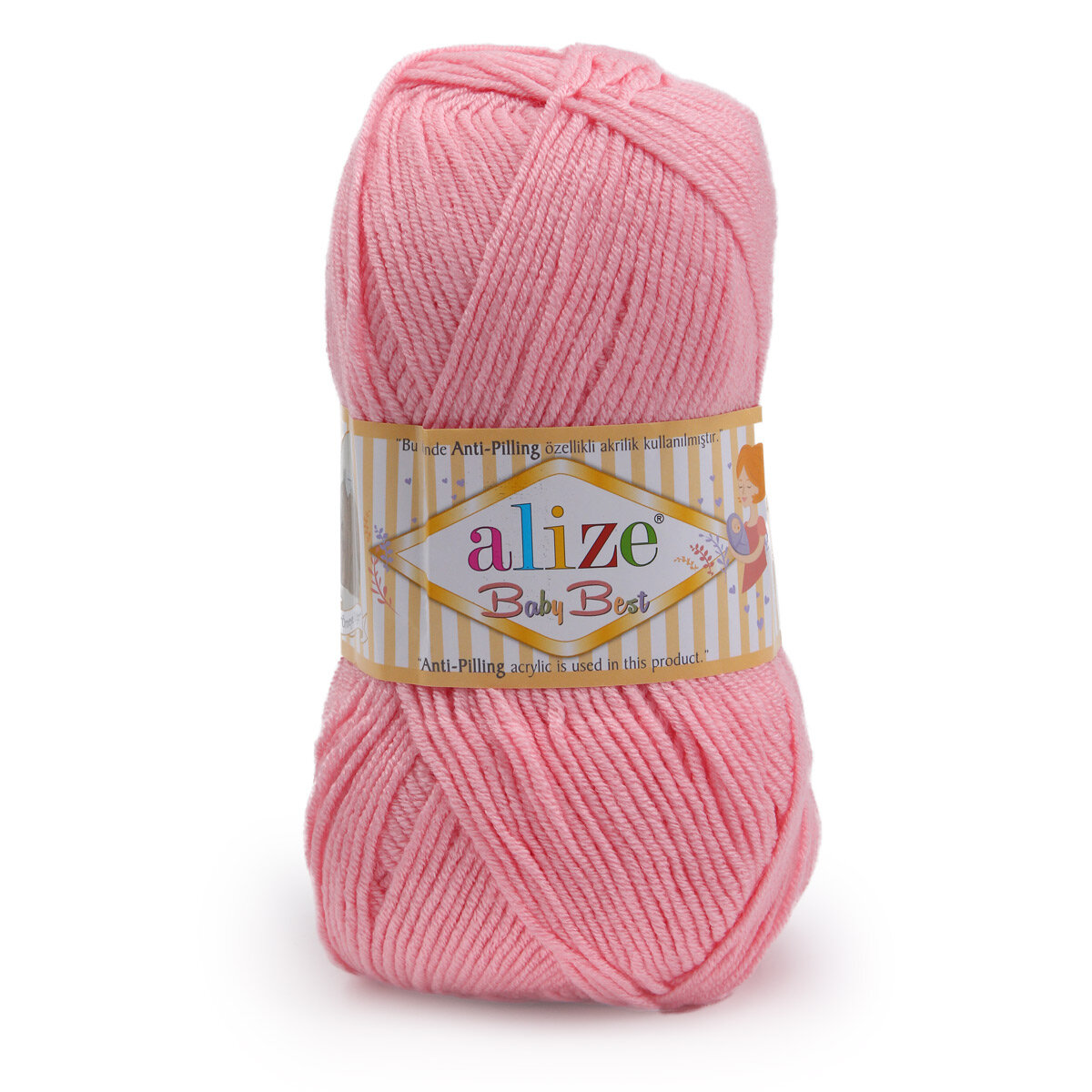 Пряжа для вязания ALIZE 'Baby Best', 100г, 240м (10% бамбук, 90% акрил) с эффектом Антипиллинг (161 пудра), 5 мотков