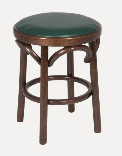 Изображение товара Табурет деревянный Венский темный тон, зеленый с мягким сиденьем из экокожи