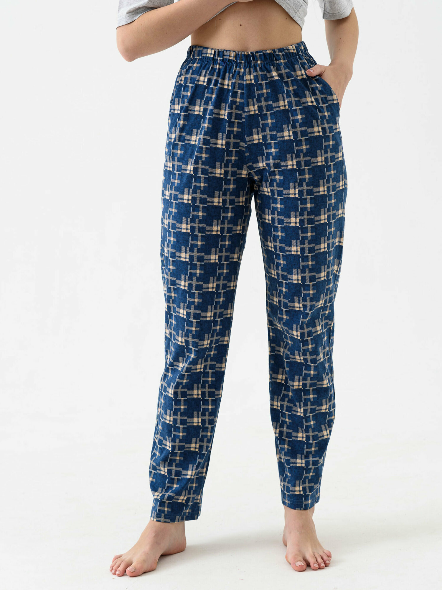 Женская пижама с брюками Капибара Синий 56 Кулирка Оптима трикотаж - фотография № 5
