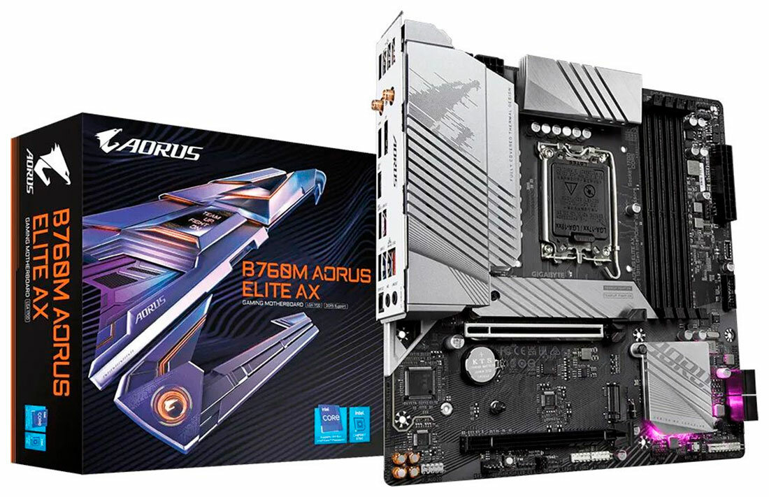 Материнская плата Gigabyte B760M AORUS ELITE AX, Soc-1700, mATX - фото №18