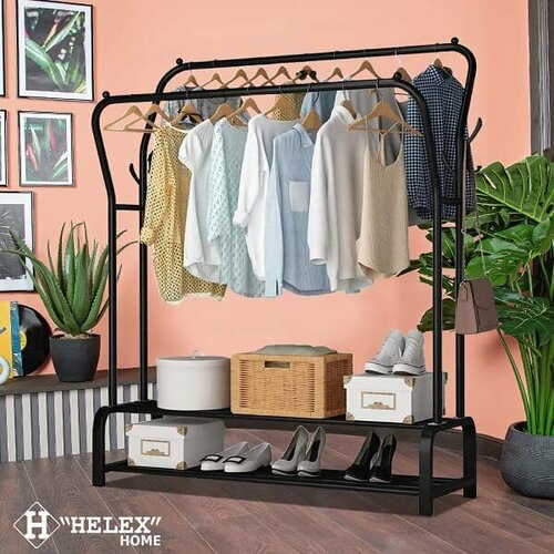 Двойная напольная вешалка для одежды Helex Home W-21 чёрная 2530₽