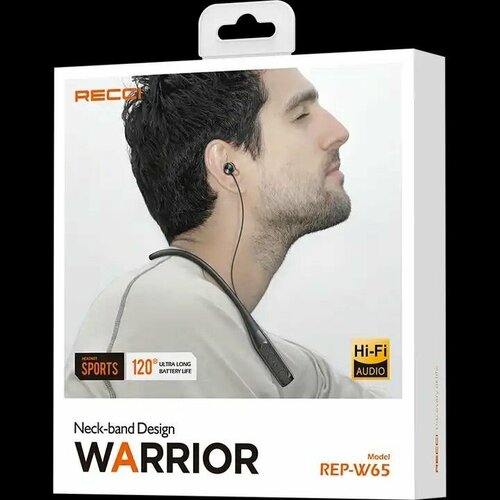 Беспроводные наушнки с шейным ободом Recci Neck-band Design Warrior REP-W65 - Black 320000₽