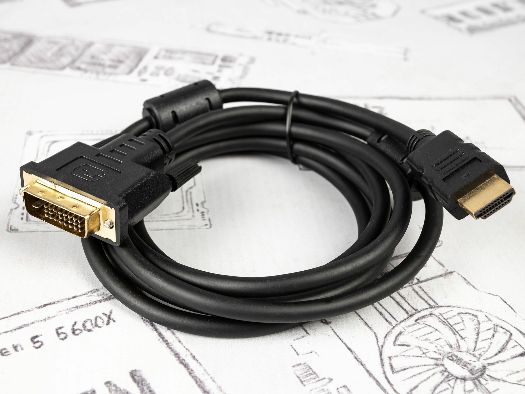 Кабель HDMI-DVI Exegate EX-CC-HDMIM-DVIM-1.8 (19M/25M, dual link, 2 фильтра, 1,8м, позолоченные контакты)