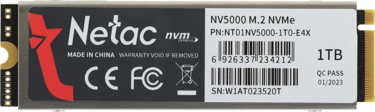 Накопитель SSD Netac NV5000 1.0Tb (NT01NV5000-1T0-E4X) - фото №19