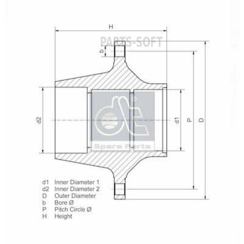 DT SPARE PARTS 1030419 Ступица SAF колеса (без подшипника) DT