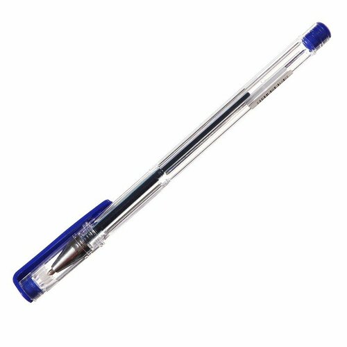 Набор гелевых ручек 50 штук, 0.5 мм, синий стержень, прозрачный корпус, штрихкод на штуке ручка гелевая синяя с фигуркой бургер на колпачке набор из 6 штук