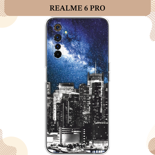 Силиконовый чехол Космический Нью-Йорк на Realme 6 Pro / Реалми 6 Про силиконовый чехол на realme 6 pro реалми 6 про билет в нью йорк прозрачный