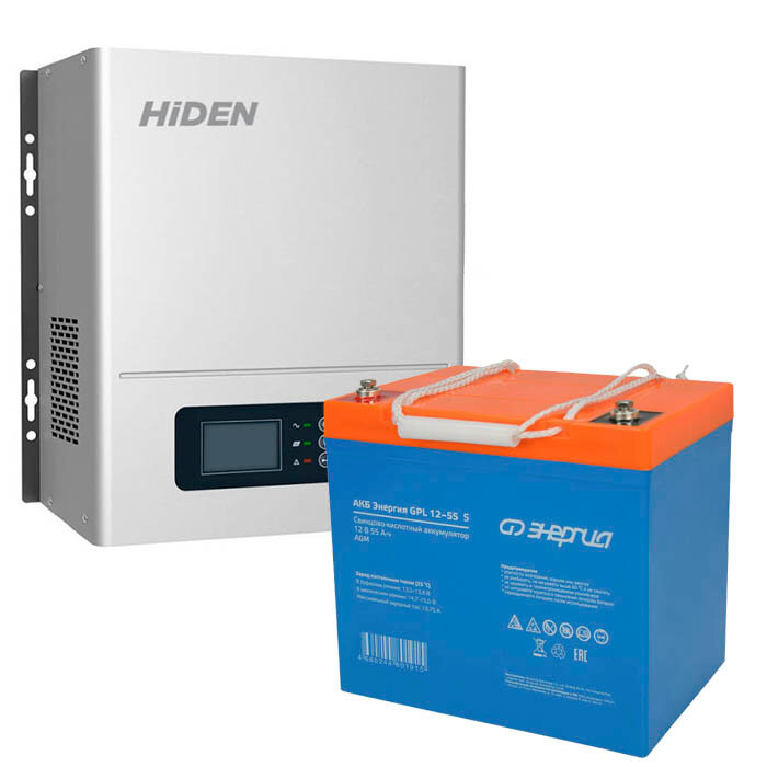 Комплект ИБП для котла Hiden Control HPS20-0312N настенный + Аккумулятор GPL S 55 Ач 300Вт-120мин