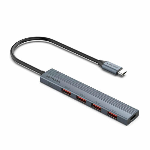 Хаб USB Vention OTG USB-C - 4xUSB 3.2 Gen 2 + USB-C PD 15cm Grey CKHHB хаб 5bites 4xusb 2 0 black hb24 202bk