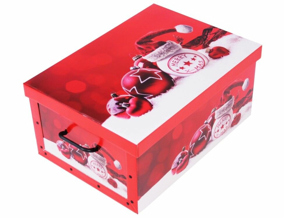 Коробка для хранения ёлочных игрушек новогодние мотивы, красная, 50х24х39 см, Koopman International M30500320-красный