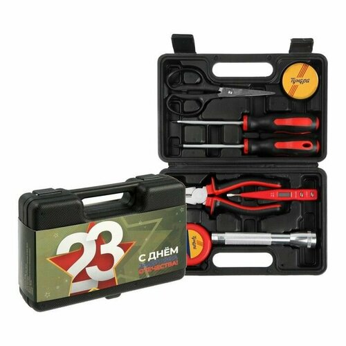 Набор инструментов в кейсе тундра 23 февраля в подарочной упаковке 8 предметов 2021₽