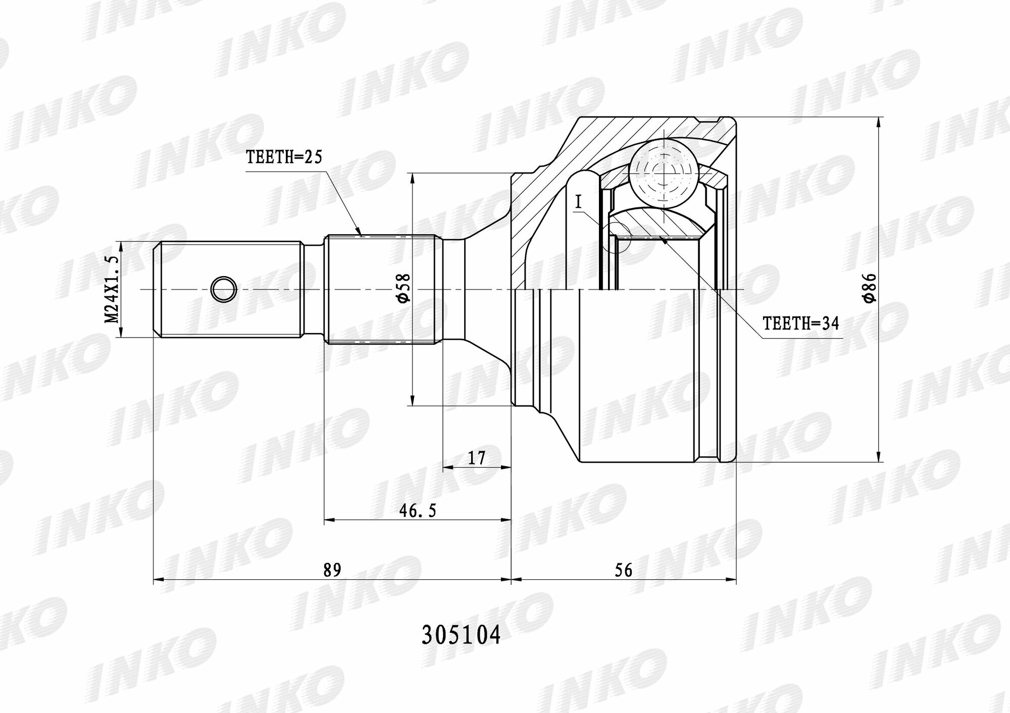 ШРУС внешний 25 34 перед прав лев INKO 305104