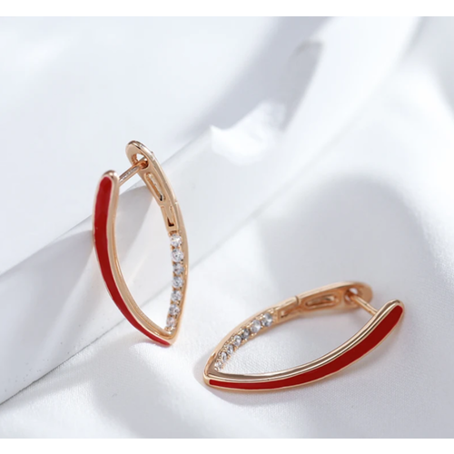 Серьги  H1028, циркон, размер/диаметр 27 мм, фуксия, коричневый