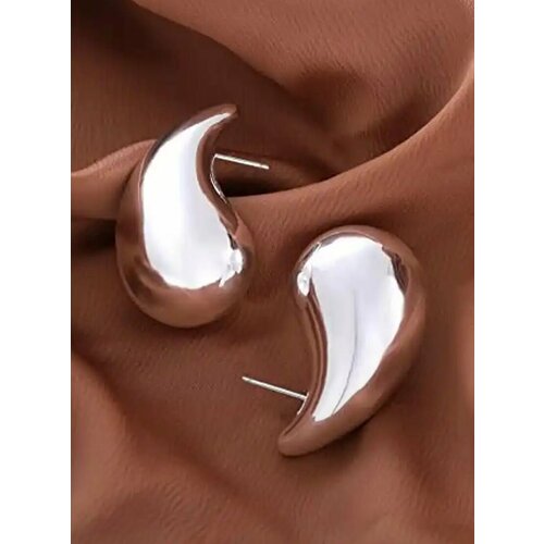 Серьги, размер 30 мм, серебристый