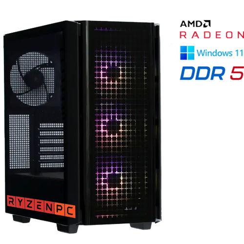 Настольный компьютер RyzenPC GAME 83510033 (AMD Ryzen 5 7600 3.8 ГГц, AMD B650, 64 DDR5, SSD: 1000 Гб, SSD: 1000 Гб, AMD Radeon RX 7600 8 Гб, WI-FI, Без привода, 750 Вт, Deepcool CG540, Windows 11 Pro)