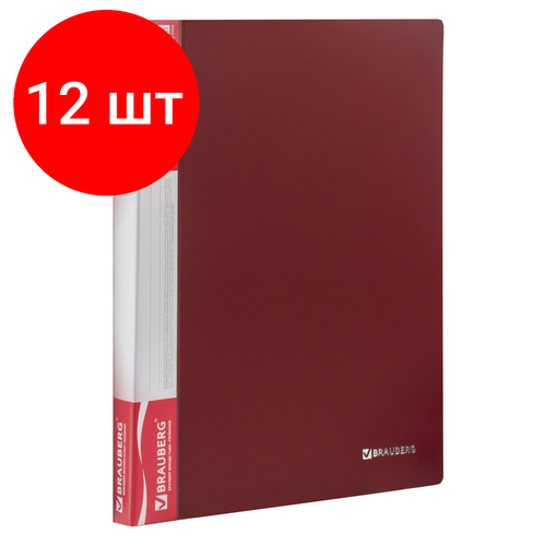 Комплект 12 шт, Папка 40 вкладышей BRAUBERG стандарт, красная, 0.7 мм, 221602 папка 20 вкладышей brauberg стандарт красная 0 6 мм 221594