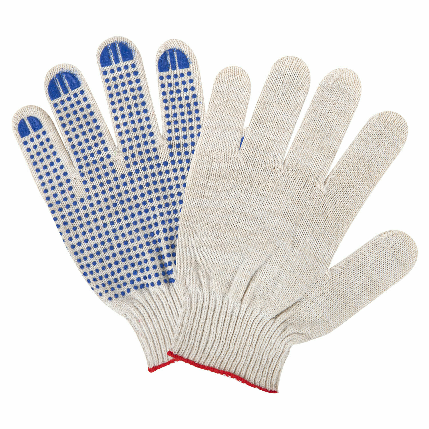 Перчатки хлопчатобумажные LAIMA 100 пар, 10 класс, 40-42 г, 116 текс, ПВХ-точка, люкс, белые