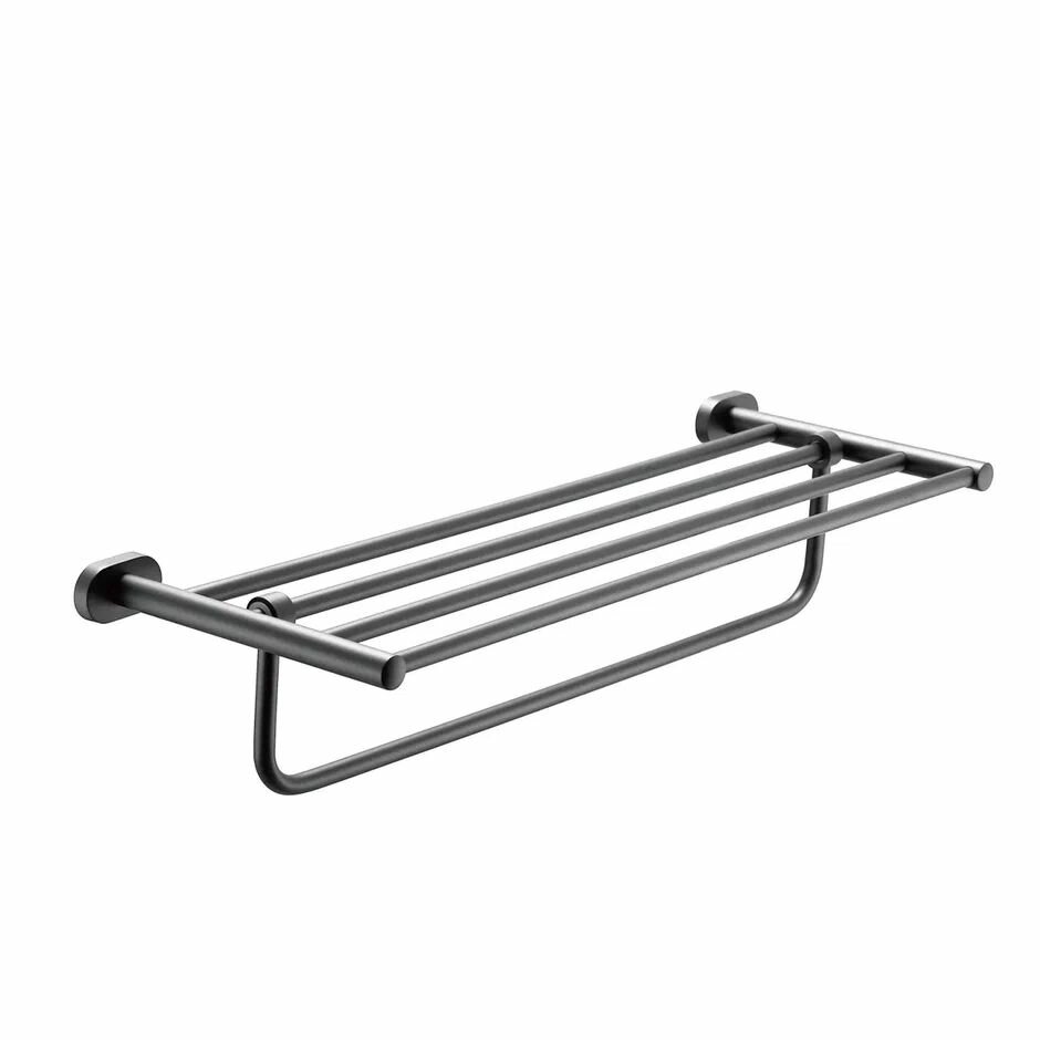 Полотенцедержатель с полкой подвесной Shevanik SG5108T оружейная сталь