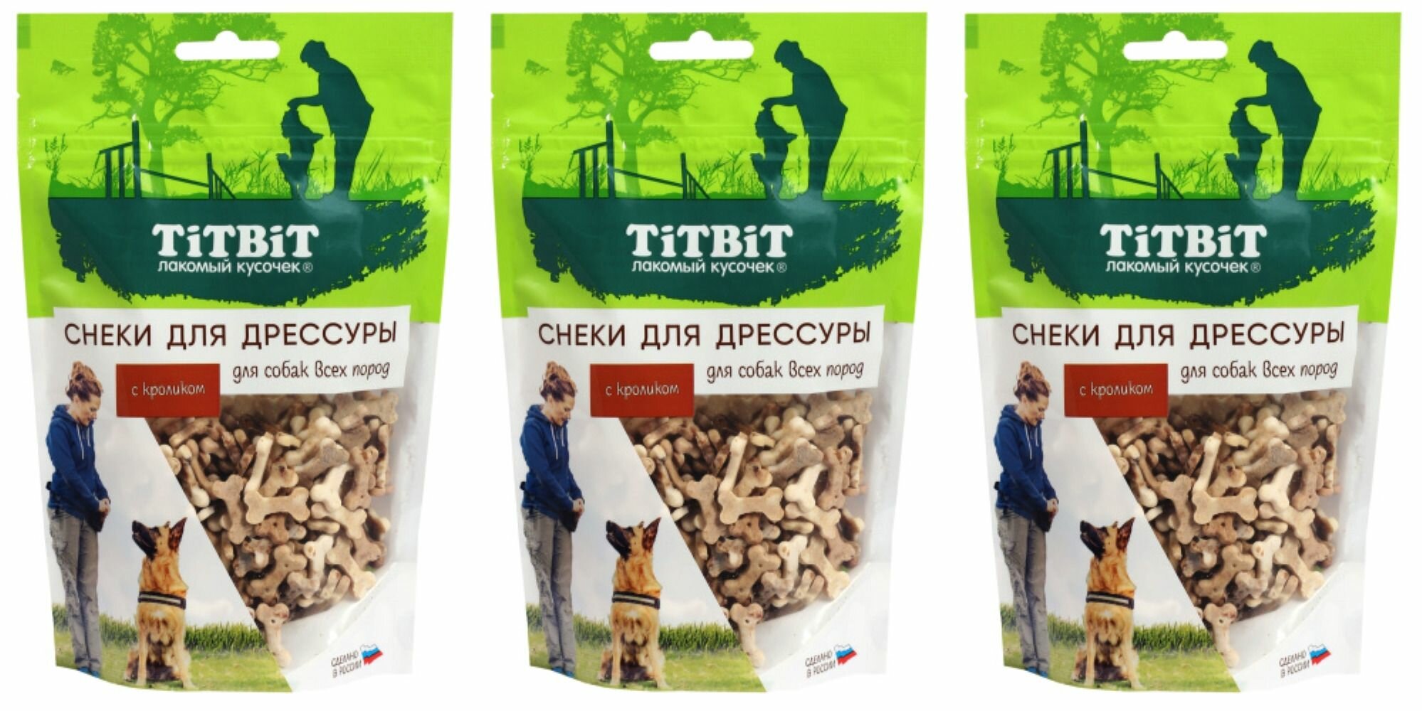 Titbit Лакомство для собак Снеки для дрессуры с кроликом, 100 г, 3 уп