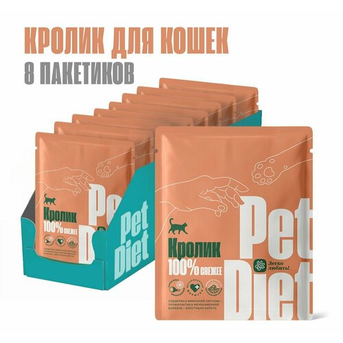 Натуральный корм из кролика Pet Diet, 8 пакетиков по 160 гр