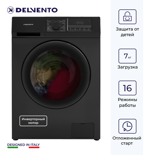 Стиральная машина DELVENTO VBC720 Черный Загрузка белья 7кг 16 программ 1200 об мин 16 программ Материал бака пластик Инверторный двигатель Блокировка от детей Класс энергопотребления А Цифровой дисплей гарантия 3 года 3869900₽