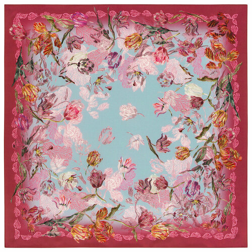 фото Платок павловопосадская платочная мануфактура,89х89 см, красный, розовый