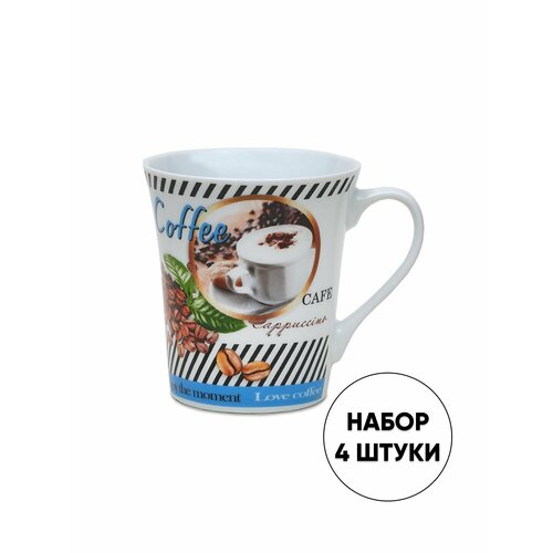 CERATECH Кружка фарфоровая, 340мл, COFFEE , 4шт