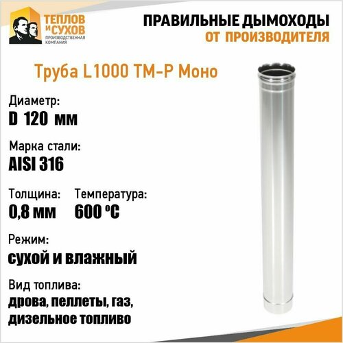 Труба L1000 ТМ-Р 316-0.8 D120 (У)