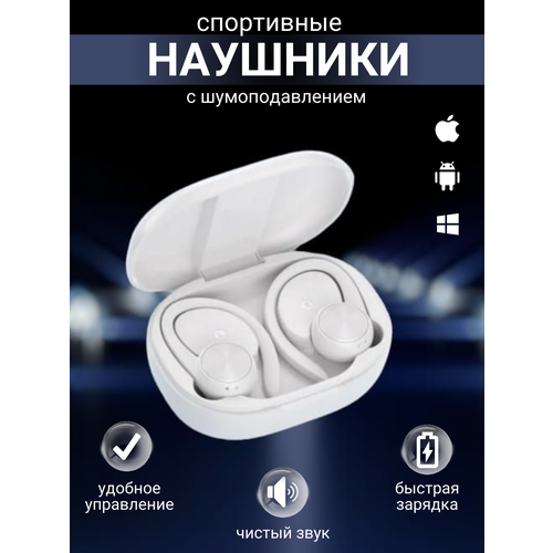 Беспроводные спортивные bluetooth наушники R200 с индикатором зарядки защитой от влаги Белые 146900₽