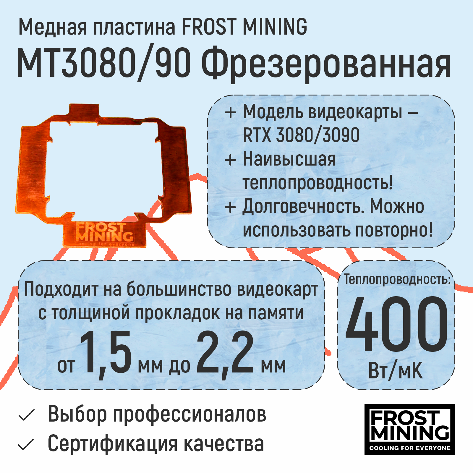 Медная термопрокладка RTX3080\3090 от Frost Mining
