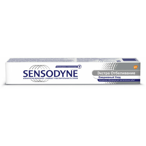 Зубная паста Sensodyne, экстра отбеливание, 75 мл. sensodyne сенсодин мгновенный эффект зубная паста для чувствительных зубов 75 мл 2 шт