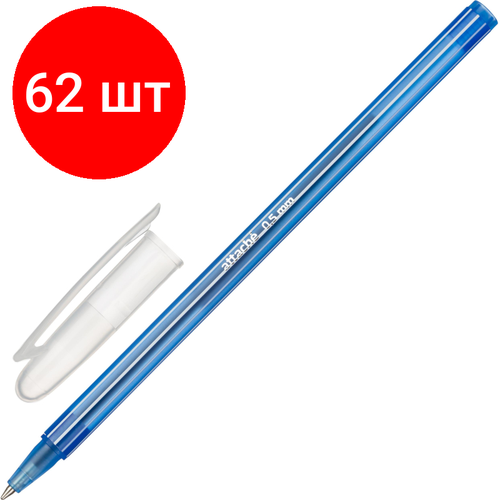 Комплект 62 штук, Ручка шариковая неавтомат. Attache Economy толщ линии 0.5мм, синяя, син. корп