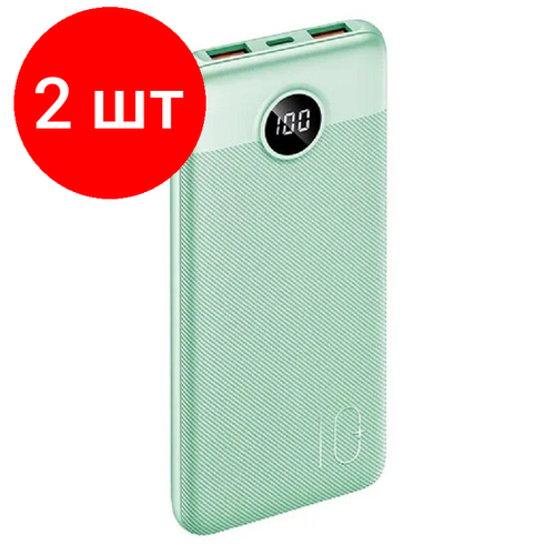 Комплект 2 штук, Внешний аккумулятор TFN Razer 10, 10000mAh, мятный(TFN-PB-256-MI) комплект 5 штук внешний аккумулятор tfn power era 10 pd 10000mah белый tfn pb 253 wh