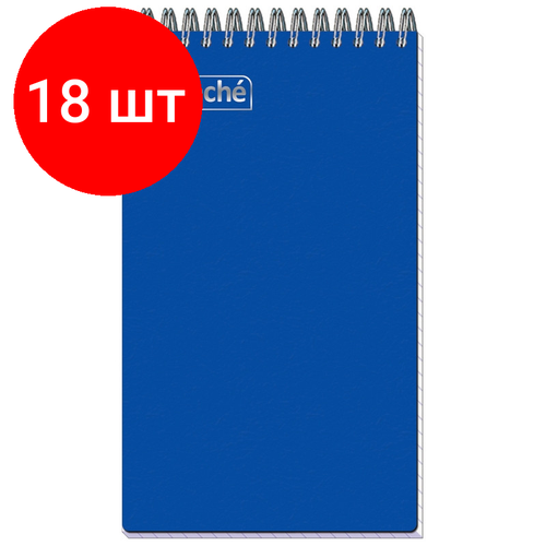 Комплект 18 штук, Блокнот на спирали А6+ 80л Attache клетка, обложка Plastic