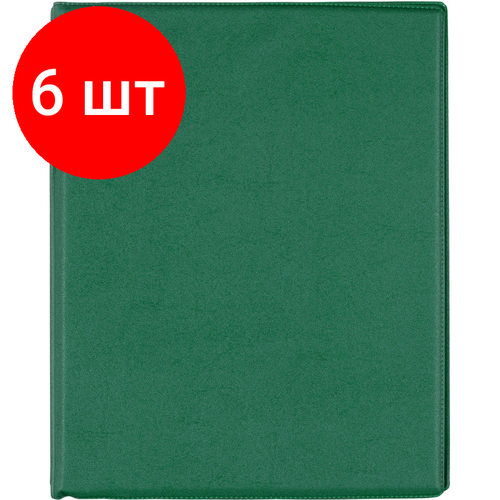 Комплект 6 штук, Бизнес-тетрадь А5 240л ATTACHE, на кольцах, зеленый, обложка ПВХ бизнес тетрадь attache rumba а5 120 листов желтая фиолетовая в клетку на кольцах 165x215 мм 1485144