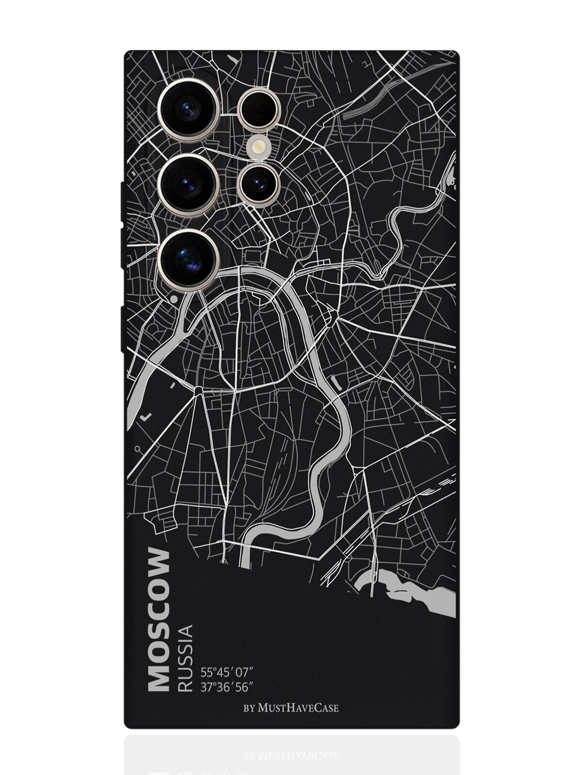 Чехол для смартфона Samsung S24 Ultra черный силиконовый Карта Москвы