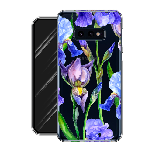 Силиконовый чехол на Samsung Galaxy S10E / Самсунг Галакси S10E Синие ирисы, прозрачный силиконовый чехол на samsung galaxy s10e самсунг галакси s10e синие бабочки прозрачный