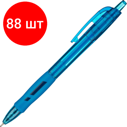 Комплект 88 штук, Ручка шариковая автомат. Deli Arris диамет шар 0.7мм резин манж синяя