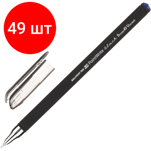 Комплект 49 штук, Ручка шариковая неавтомат. BV PointWrite Black 0.38мм синяя 20-0265