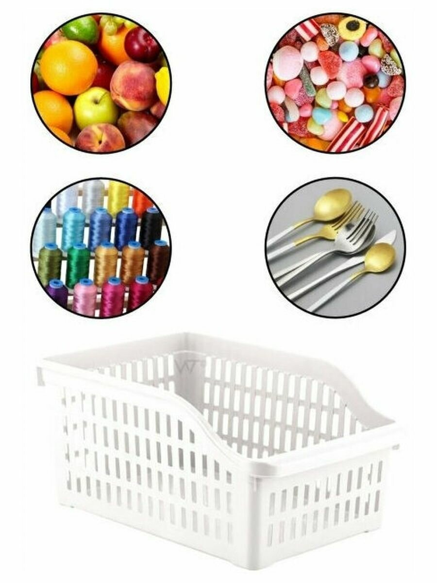 Корзина пластиковая для хранения продуктов, в холодильник DDStyle, 20x30x14 см, 2 штуки — фото 1