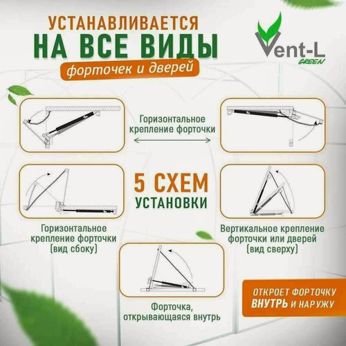 Изображение товара Доводчик мощный до 100 кг Вент l/TN01 TM автоматика проветривания форточки и двери теплицы